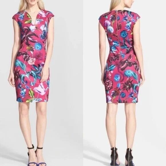TED BAKER Arya Floral Silk Midi Dress | Medium 8 - Picture 1 of 10